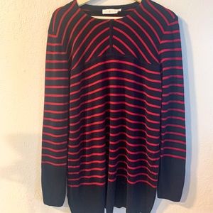 Dark blue and red striped Tory Burch sweater